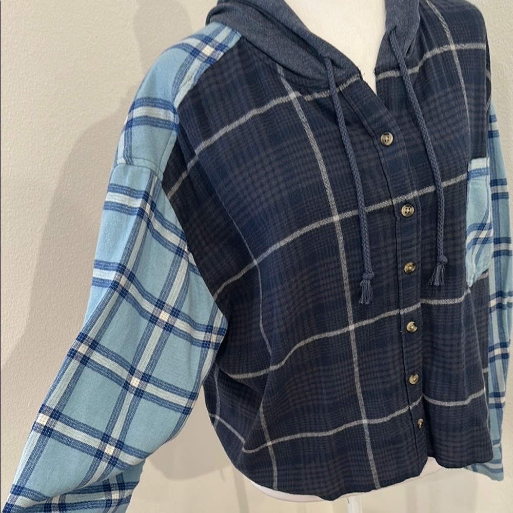SO Flannel Hoodie Blue - Picture 2 of 10